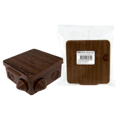 Распаячная коробка ОП 100х100х55мм, крышка, "ЭКО" (венге), IP54, 8вх. инд. штрихкод TDM Распаячная коробка ОП 100х100х55мм, крышка, "ЭКО" (венге), IP54, 8вх. инд. штрихкод TDM