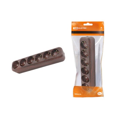 Колодка розеточная 6 гнезд 2П+3 16А 250В "Эко" (бук) TDM Колодка розеточная 6 гнезд 2П+3 16А 250В "Эко" (бук) TDM