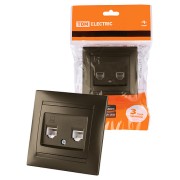 Розетка двойная телефонная RJ11 бронза "Лама" TDM