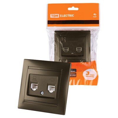 Розетка двойная телефонная RJ11 бронза "Лама" TDM Розетка двойная телефонная RJ11 бронза "Лама" TDM