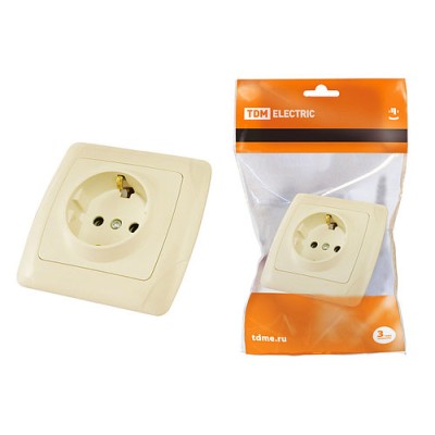 Розетка 2П+З 16А 250В сл. кость "Онега" TDM Розетка 2П+З 16А 250В сл. кость "Онега" TDM