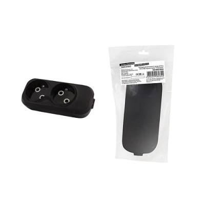 Колодка розеточная 2 гнезда 2П б/з 10А 250В черная серии "Народная" Колодка розеточная 2 гнезда 2П б/з 10А 250В черная серии "Народная"