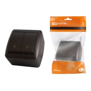 Выключатель на 2 направления 2-кл. открытой установки IP44 10А шоколад "Селигер" TDM