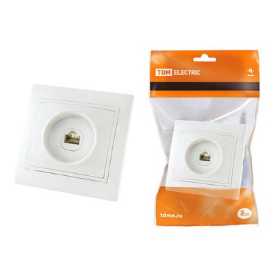 Розетка телефонная RJ11 белая "Таймыр" TDM Розетка телефонная RJ11 белая "Таймыр" TDM