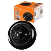 Выключатель скрытой установки фарфоровый поворотный 2-кл. с ручкой (бантик) 10А черный «Болонь» TDM