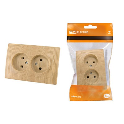 Розетка двойная 2П 10А 250В "ЭКО" (сосна) "Таймыр" TDM Розетка двойная 2П 10А 250В "ЭКО" (сосна) "Таймыр" TDM
