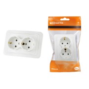Розетка двойная 2П+З 16А белая "Валдай" TDM