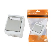 Кнопка звонковая с полем для надписи IP54 6A серая "Вуокса" TDM