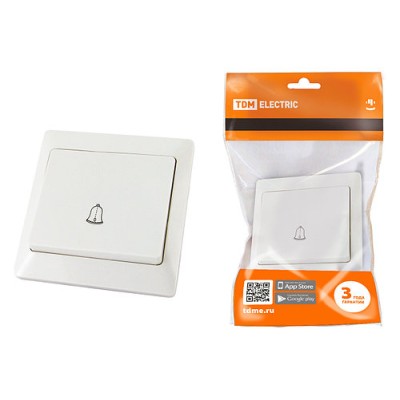 Кнопка для звонка белая "Ильмень" TDM Кнопка для звонка белая "Ильмень" TDM