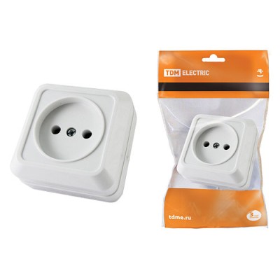 Розетка 2П открытой установки IP20 10А, белая "Ладога" TDM Розетка 2П открытой установки IP20 10А, белая "Ладога" TDM