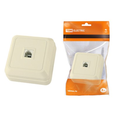 Розетка TФ (RJ-11) открытой установки IP20, сл. кость "Ладога" TDM Розетка TФ (RJ-11) открытой установки IP20, сл. кость "Ладога" TDM