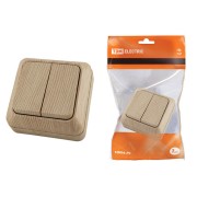 Выключатель 2-кл. открытой установки IP20 10А, сосна "Ладога" TDM