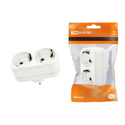 Блок на 2 гнезда 2П+З плоский 16А 250B TDM Блок на 2 гнезда 2П+З плоский 16А 250B TDM