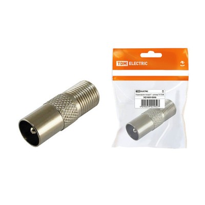 Переходник гнездо F - штекер TV, инд. упаковка TDM Переходник гнездо F - штекер TV, инд. упаковка TDM