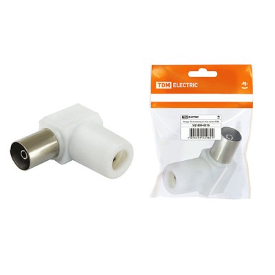 Гнездо TV антенное угл. белое без пайки, инд. упаковка TDM Гнездо TV антенное угл. белое без пайки, инд. упаковка TDM