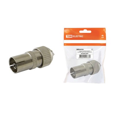 Гнездо TV антенное металл без пайки "орех", инд. упаковка TDM Гнездо TV антенное металл без пайки "орех", инд. упаковка TDM