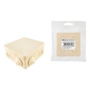 Распаячная коробка ОП 100х100х55мм, крышка, IP54, 8вх., сл. кость, инд. штрихкод TDM