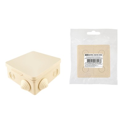 Распаячная коробка ОП 100х100х55мм, крышка, IP54, 8вх., сл. кость, инд. штрихкод TDM Распаячная коробка ОП 100х100х55мм, крышка, IP54, 8вх., сл. кость, инд. штрихкод TDM