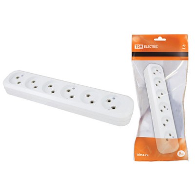 Колодка розеточная 6 гнезд 2П б/з 10А 250В белая TDM Колодка розеточная 6 гнезд 2П б/з 10А 250В белая TDM