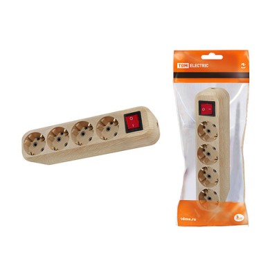 Колодка розеточная 4 гнезда 2П+3 с выключателем16А 250В "Эко" (сосна) TDM Колодка розеточная 4 гнезда 2П+3 с выключателем16А 250В "Эко" (сосна) TDM