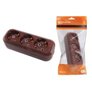 Колодка розеточная 3 гнезда 2П+3 16А 250В "Эко" (бук) TDM