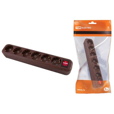 Колодка розеточная 6 гнезд 2П+3 с выключателем16А 250В "Эко" (бук) TDM Колодка розеточная 6 гнезд 2П+3 с выключателем16А 250В "Эко" (бук) TDM