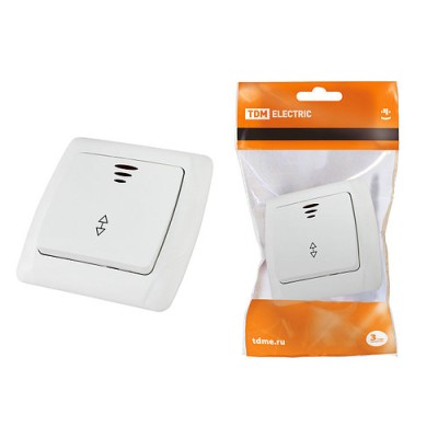 Выключатель на 2 направления 1 кл. с подсветкой 10А белый "Онега" TDM Выключатель на 2 направления 1 кл. с подсветкой 10А белый "Онега" TDM