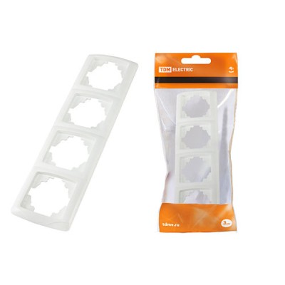 Рамка 4-х постовая горизонтальная белая "Онега" TDM Рамка 4-х постовая горизонтальная белая "Онега" TDM