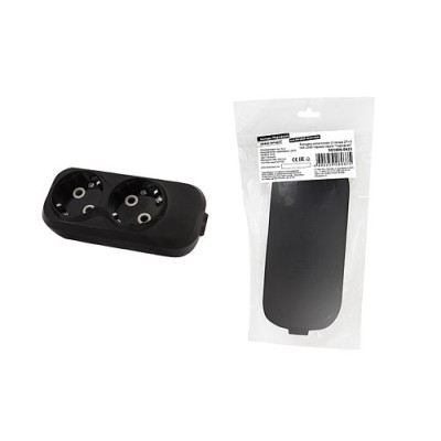 Колодка розеточная 2 гнезда 2П+З 16А 250В черная серии "Народная" Колодка розеточная 2 гнезда 2П+З 16А 250В черная серии "Народная"