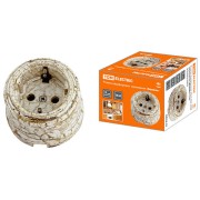 Розетка фарфоровая 2П+З 16А 250В мраморная «Болонь» TDM