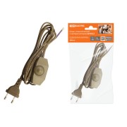 Шнур с плоской вилкой и светорегулятором ШУ05С3 (200Вт, RL) ШВВП 2х0,75мм2 2м. бронза TDM