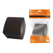 Розетка 2П+3 открытой установки IP54 16А с крышкой шоколад "Селигер" TDM