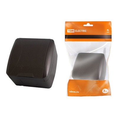 Розетка 2П+3 открытой установки IP54 16А с крышкой шоколад "Селигер" TDM Розетка 2П+3 открытой установки IP54 16А с крышкой шоколад "Селигер" TDM