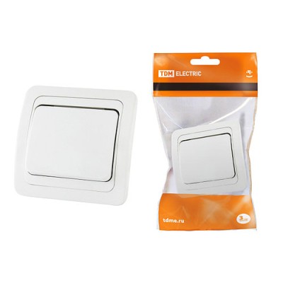 Выключатель 1-кл. 10А белый "Валдай" TDM Выключатель 1-кл. 10А белый "Валдай" TDM