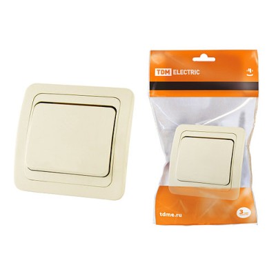 Выключатель 1-кл. 10А сл. кость "Валдай" TDM Выключатель 1-кл. 10А сл. кость "Валдай" TDM