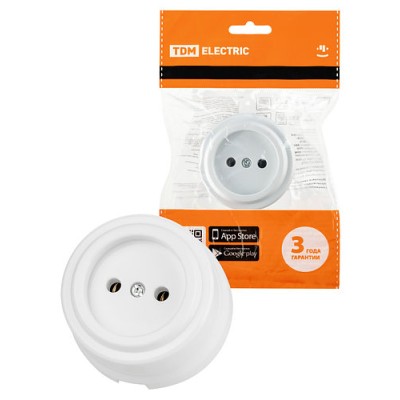 Розетка 2П 10А 250В белая «Виви» TDM Розетка 2П 10А 250В белая «Виви» TDM