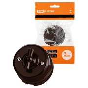 Выключатель поворотный проходной с ручкой (бантик) 10А коричневый «Виви» TDM