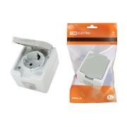 Розетка 2П+З открытой установки IP54 16А серая "Вуокса" TDM