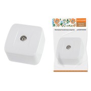 Розетка TВ простая (0-2400 Гц, "мама") открытой установки, IP20 белая "Дача" Народная