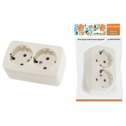 Розетка двойная 2П+3 открытой установки IP20 16А, сл. кость "Дача" Народная