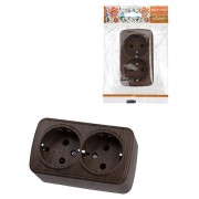 Розетка двойная 2П+3 открытой установки IP20 16А, венге "Дача" Народная
