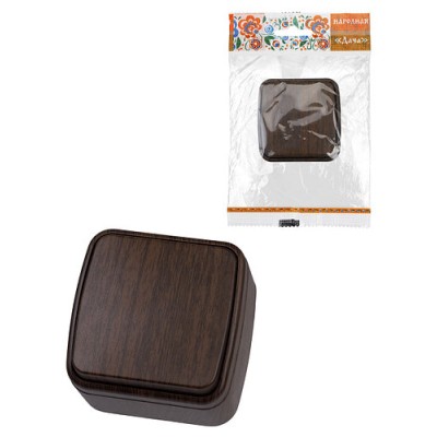 Выключатель 1-кл. открытой установки IP20 10А, венге "Дача" Народная Выключатель 1-кл. открытой установки IP20 10А, венге "Дача" Народная