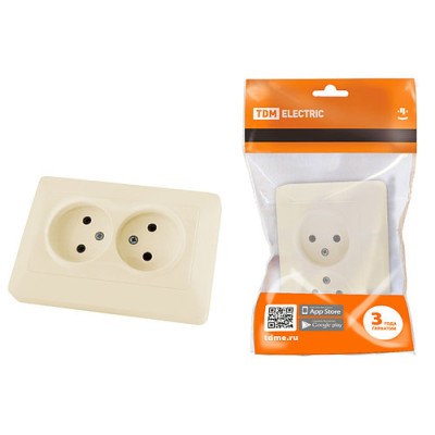 Розетка двойная 2П 10А 250В сл. кость "Ильмень" TDM Розетка двойная 2П 10А 250В сл. кость "Ильмень" TDM