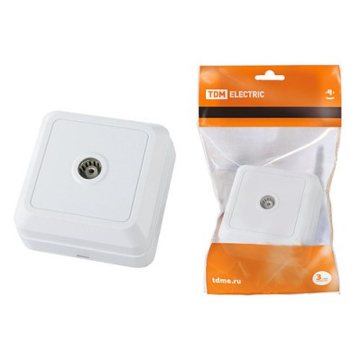 Розетка TВ простая (0-2400 Гц, "мама") открытой установки, IP20 белая "Ладога" TDM Розетка TВ простая (0-2400 Гц, "мама") открытой установки, IP20 белая "Ладога" TDM