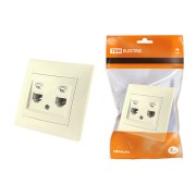 Розетка двойная телефонная RJ11 сл. кость "Лама" TDM