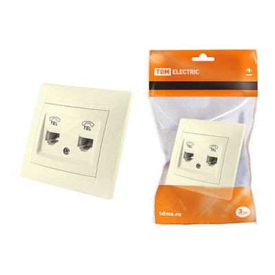 Розетка двойная телефонная RJ11 сл. кость "Лама" TDM Розетка двойная телефонная RJ11 сл. кость "Лама" TDM