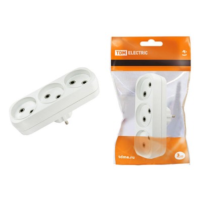 Блок на 3 гнезда 2П б/з плоский 6А 250B TDM Блок на 3 гнезда 2П б/з плоский 6А 250B TDM