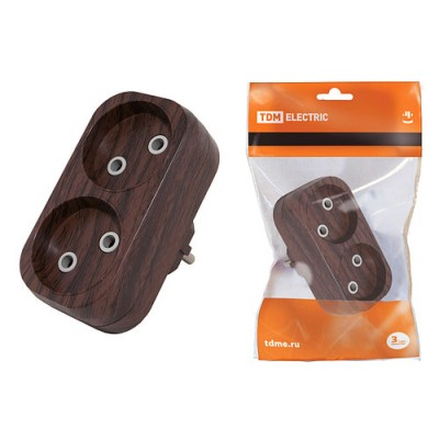 Блок на 2 гнезда 2П б/з плоский 6А 250B "Эко" (бук) TDM Блок на 2 гнезда 2П б/з плоский 6А 250B "Эко" (бук) TDM