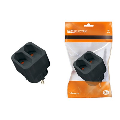 Блок на 2 гнезда 2П 2,5 А 250 B под плоскую вилку черный TDM Блок на 2 гнезда 2П 2,5 А 250 B под плоскую вилку черный TDM