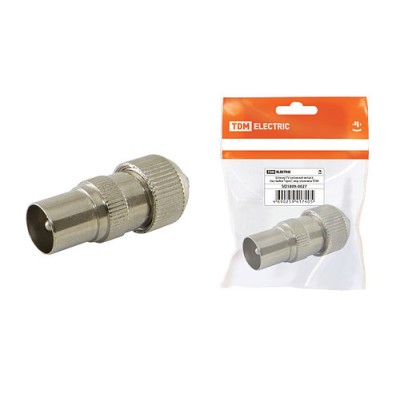 Штекер TV антенный металл без пайки "орех", инд. упаковка TDM Штекер TV антенный металл без пайки "орех", инд. упаковка TDM